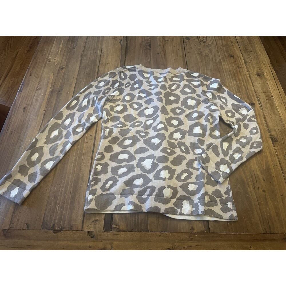 Boden Tan Brown Cream Animal Print Button Front Cardigan Sweater Size 6 Edgy - Picture 10 of 14